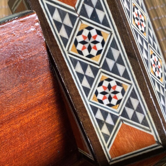 vintage Wooden Inlay Mosaic Pen Pencil Holder Stand … - Gem