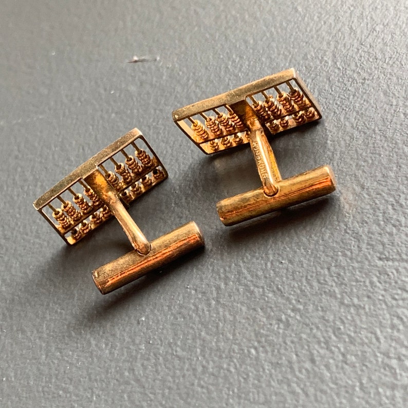 Sterling silver Chinese abacus cufflinks Vintage Gold Gilt Sterling Silver Cufflinks Vintage jewelry