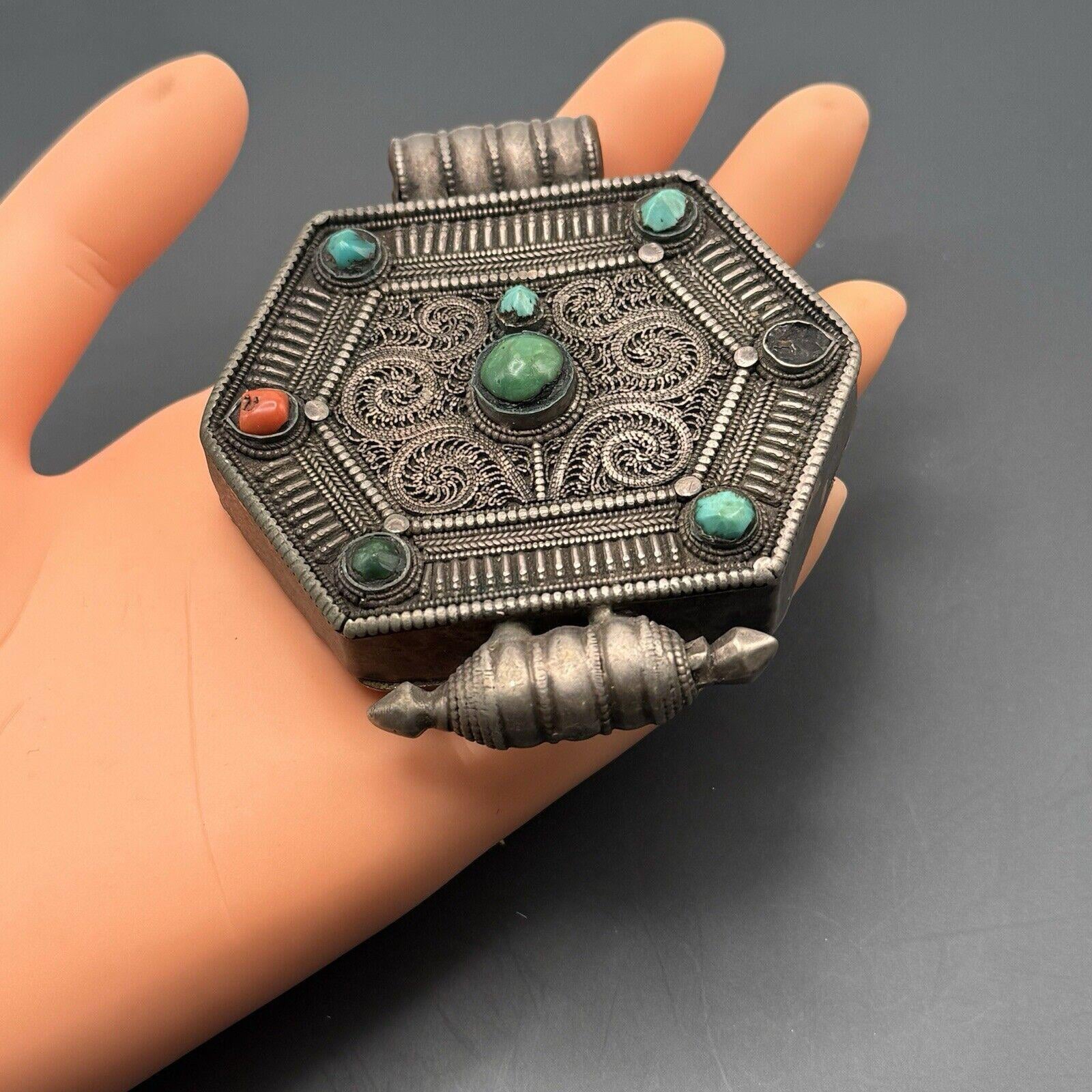 タイ仏牌 クルバー・チャオ・シーウィチャイ 銅製御守 仏暦2482年 Silver Turquoise Coral Pendant Locket Tibetan Buddhist Gau Ghau