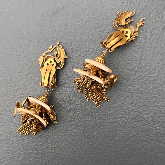 Vtg Victorian Renaissance Rev Dangle Earrings . G… - image 9