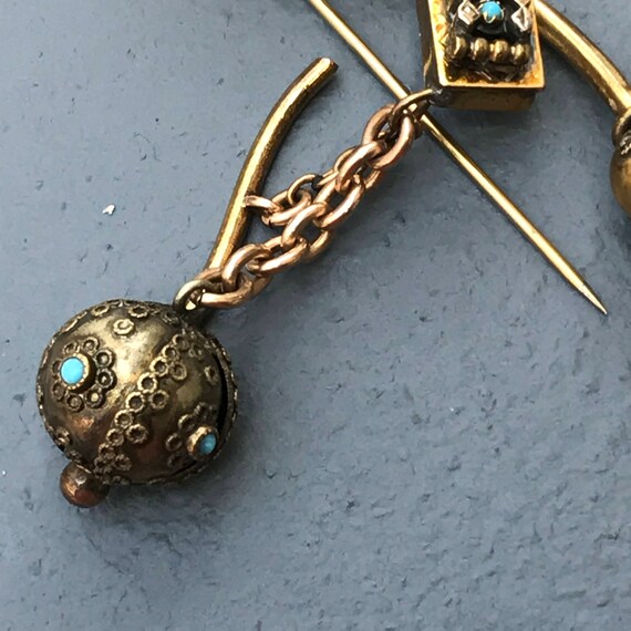 Antique Ball Dangle Pin . brooch  .  Victorian Et… - image 3