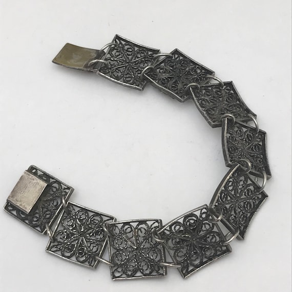 Vintage Filigree Silver Bracelet  . European silv… - image 9