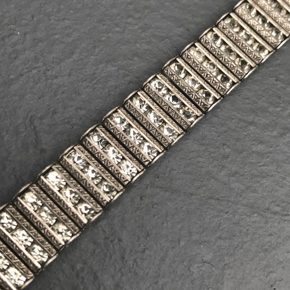 Art Deco Rhinestones Paste Bracelet . 3 row clear… - image 3