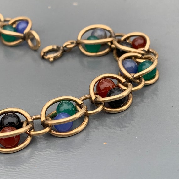 Gold Filled Starter Charm Bracelet . Gemstones Br… - image 5