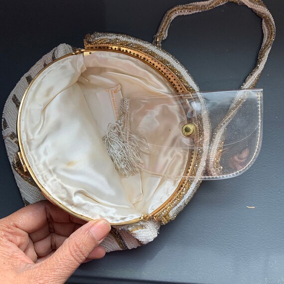 Vintage Bridal Clutch . Beaded Purse . Beaded Eve… - image 6
