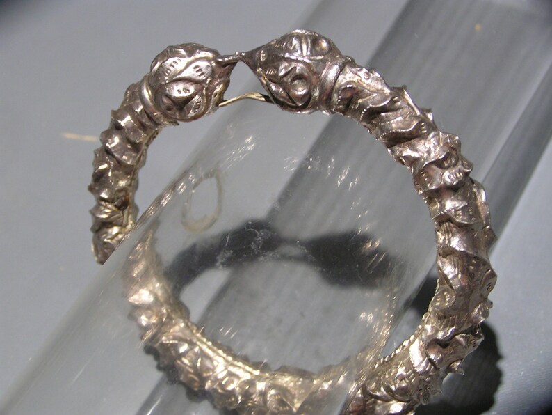 Vintage Tribal Sterling Silver Bangle . Ethnic Jewelry image 1