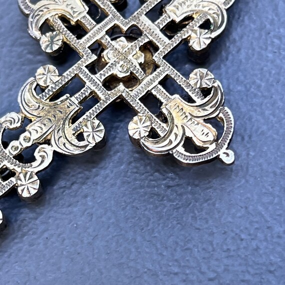 Antique Austro Hungarian Gilt Silver Cross Pendan… - image 9