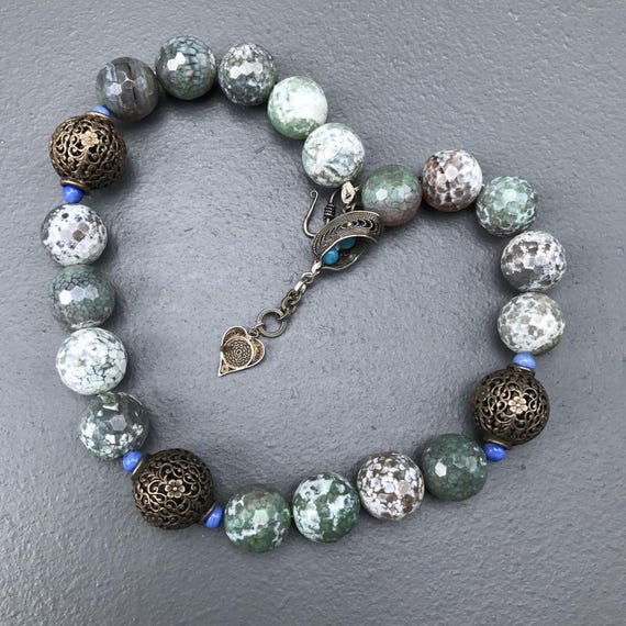 Artisan Beaded Necklace . Massive Statement Neckl… - image 3