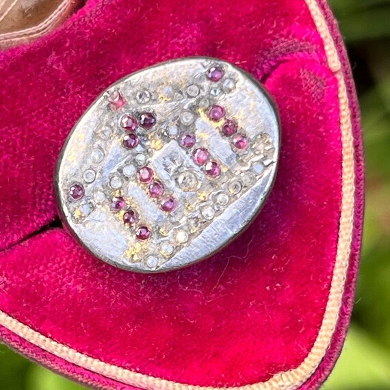 Rare Antique Greek Silver Diamond Rubies Ring . G… - image 10