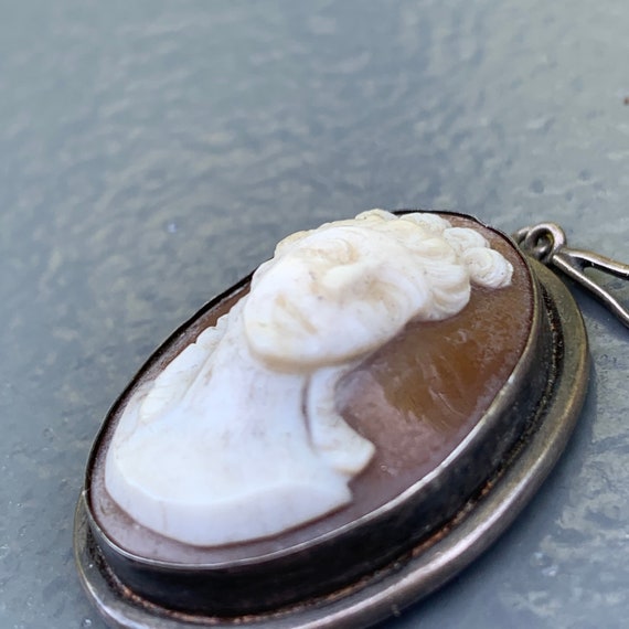 Antique 800 silver  Carved Cameo Pendant  . Victo… - image 8