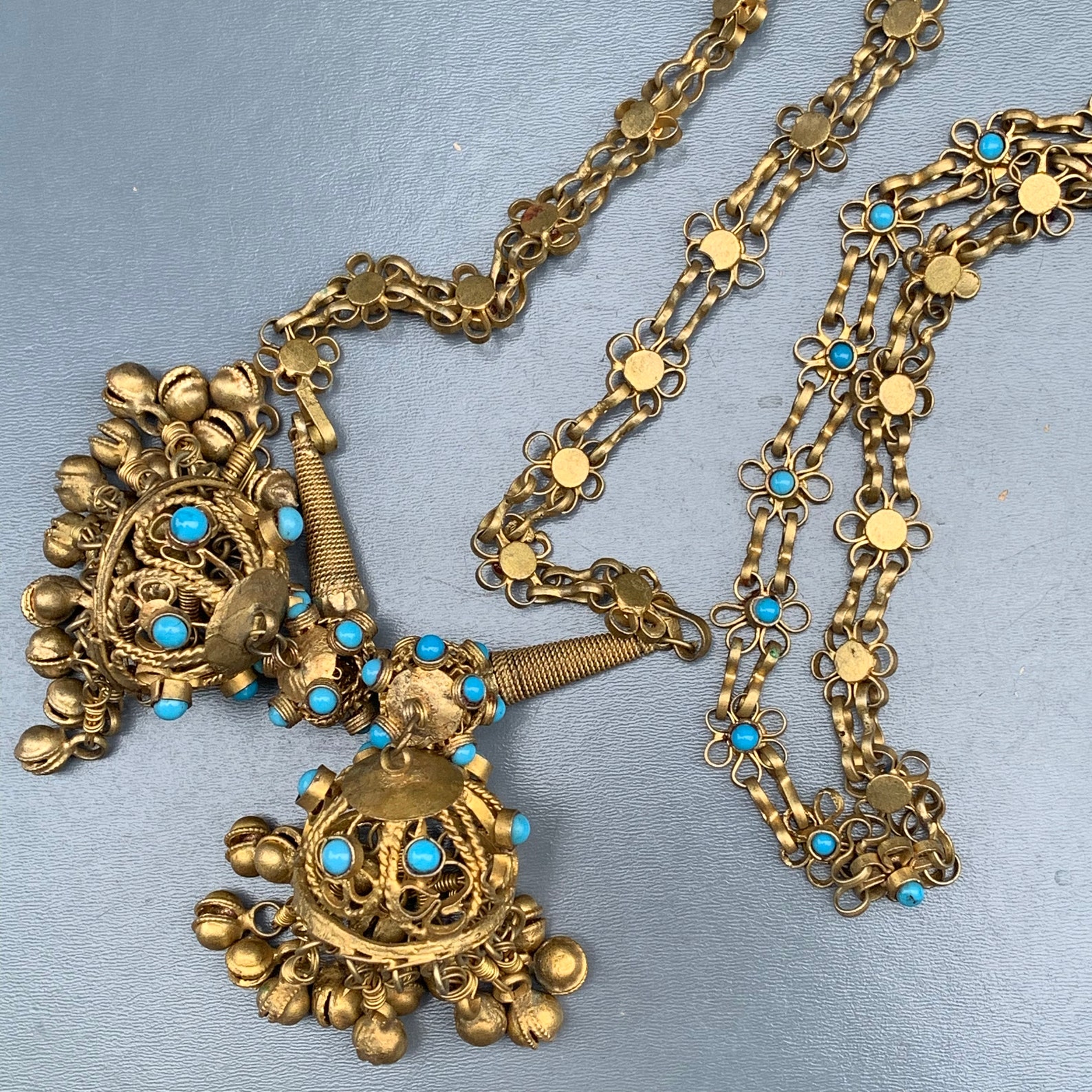 Vintage Tassel Lariat necklace belt . Middle eastern Gold | Etsy