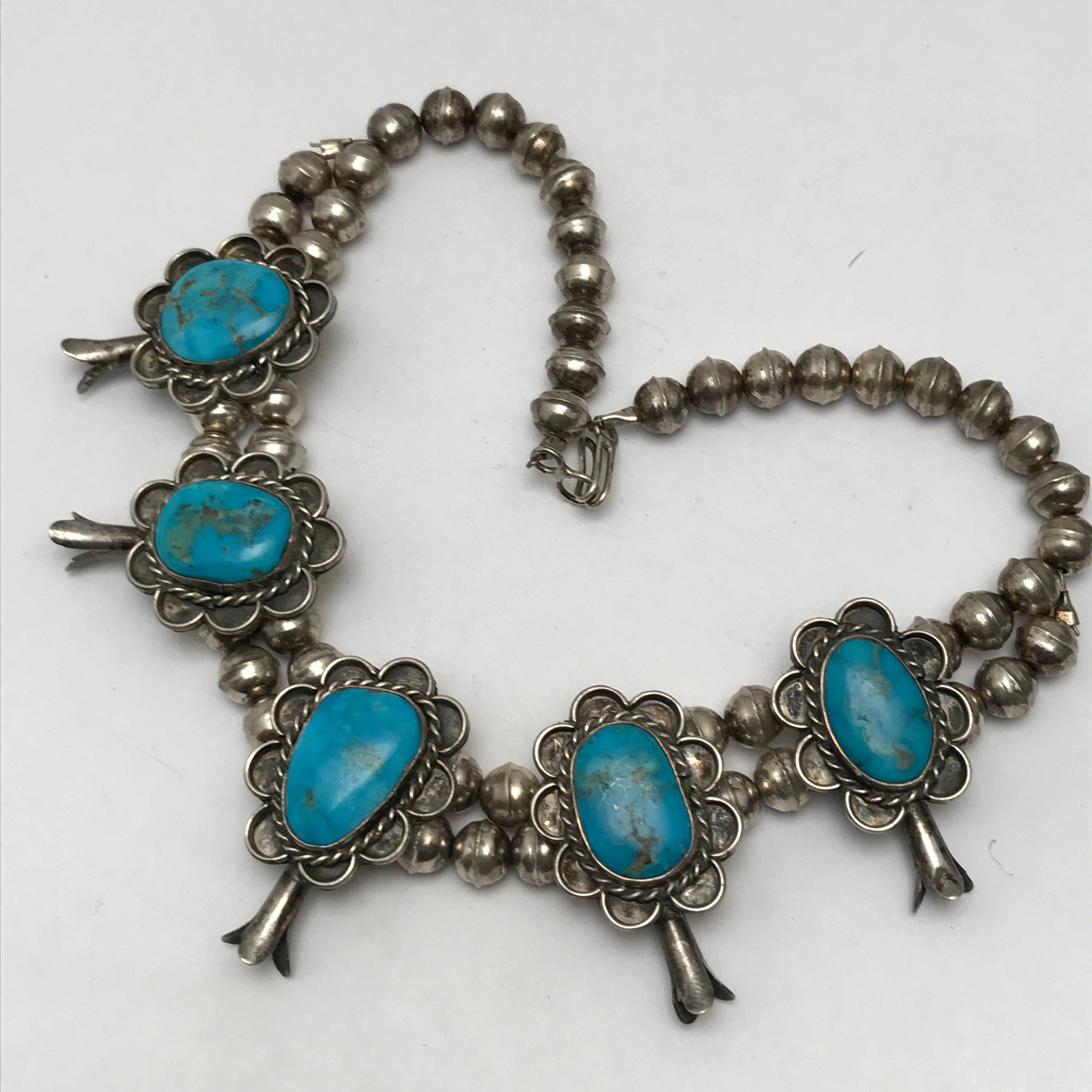 Old Pawn Squash Blossom Necklace Navajo . Sterling Silver Etsy
