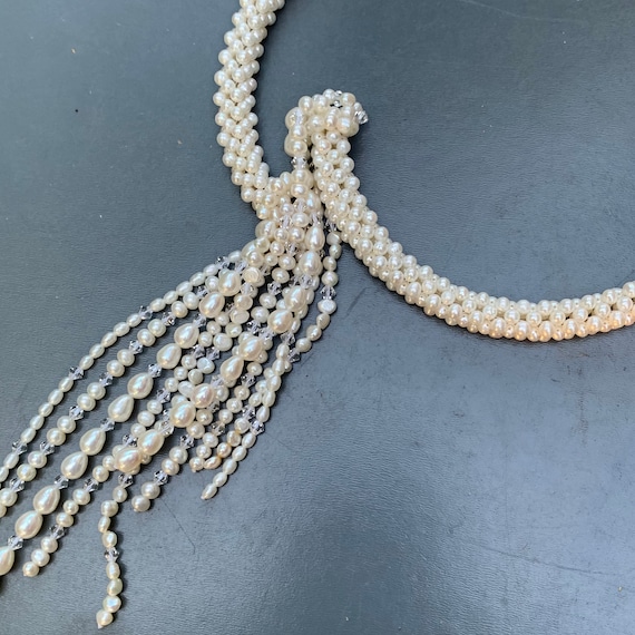 Mod Modern  Woven Freshwater Pearls , Crystal Tas… - image 2