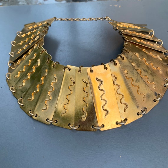 Mod Modern Cleopatra Gold Plated Choker Necklace .