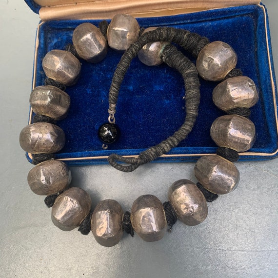 Vintage Tribal Silver Beaded Necklace . Tribal nec