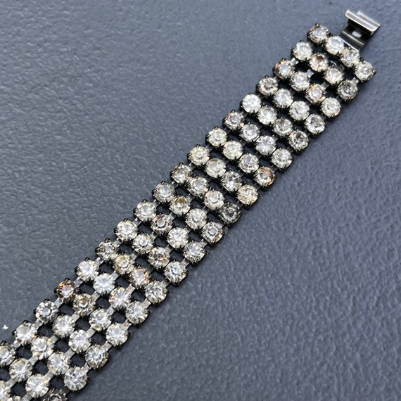 Vintage 1950  Rhinestone Bracelet . Unsigned Desi… - image 5