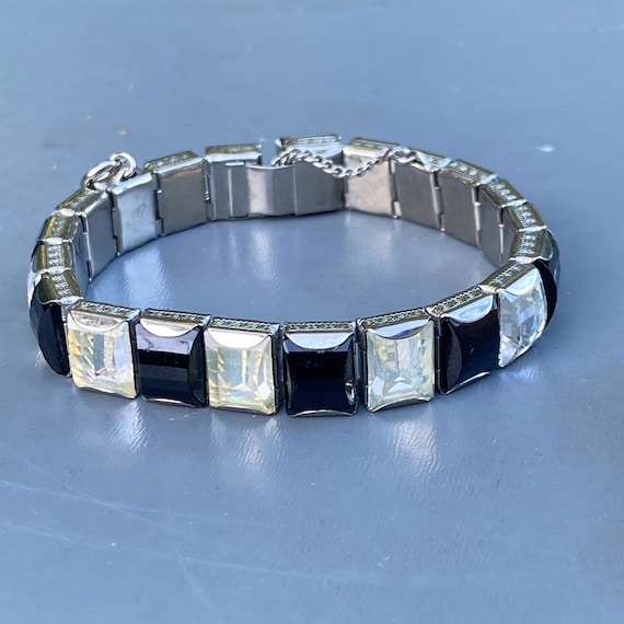 Wide Vintage Art Deco Bracelet   . Channel Set  c… - image 2