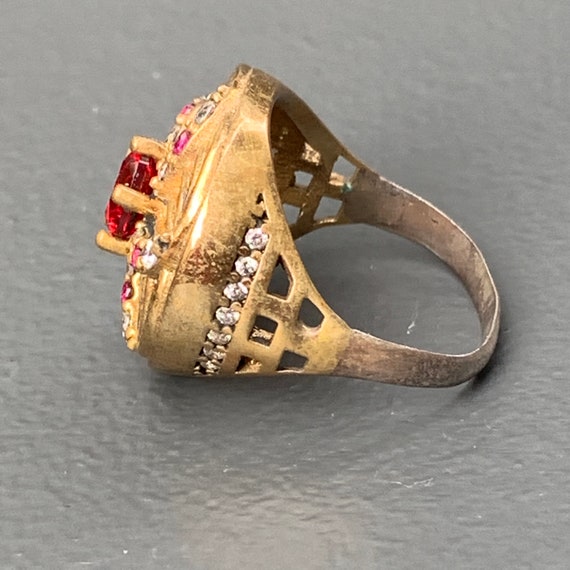 Vintage Art Deco Gold Gilt paste Ring . Indian Mo… - image 3