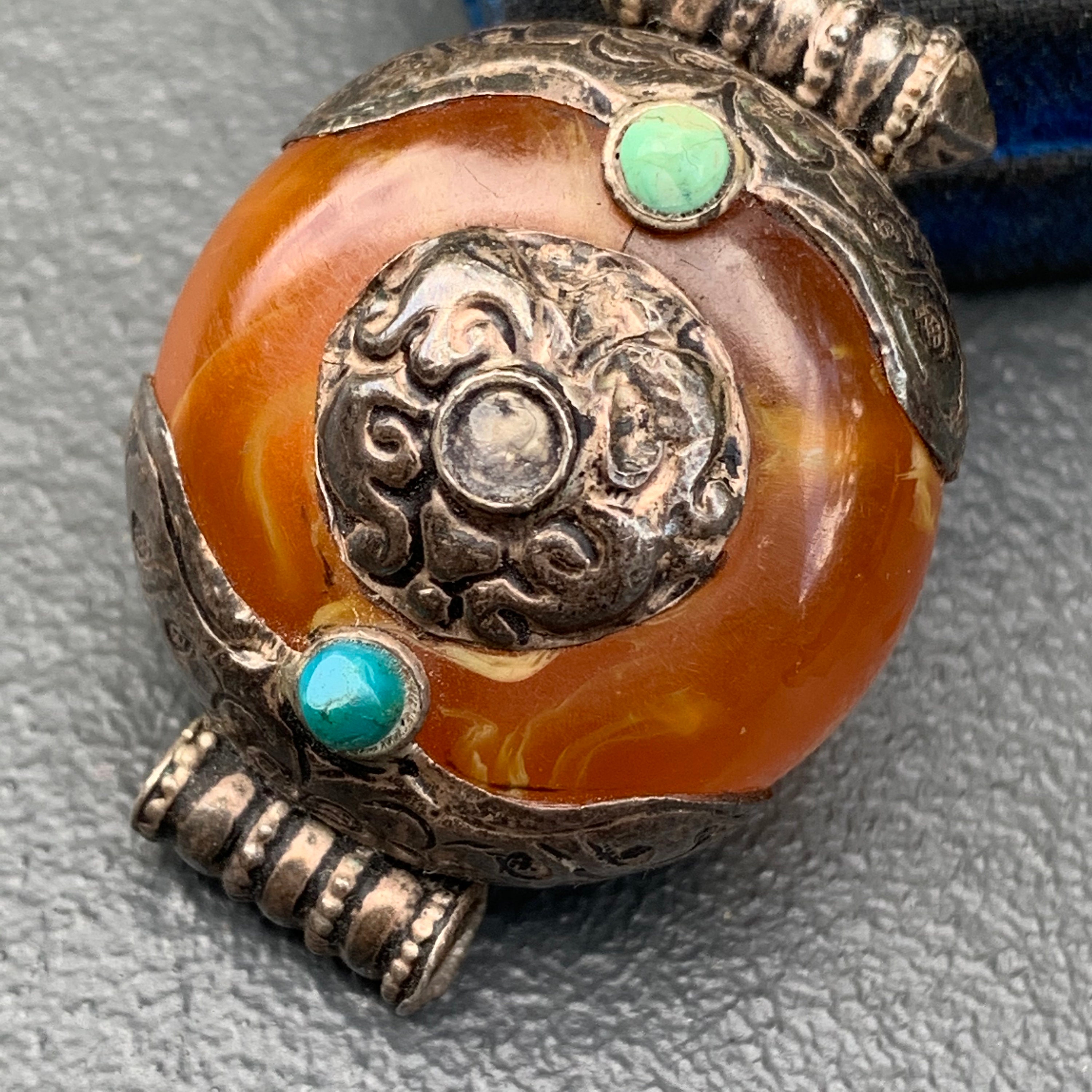 Large Vintage Tibetan Nepal Pendant Silver Amber Resin Pendant Ethnic Tribal Jewelry Etsy Israel