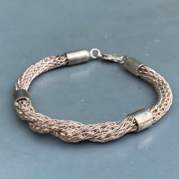 Vintage Sterling Silver Mesh  Bracelet  . Mod Mod… - image 1