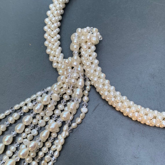 Mod Modern  Woven Freshwater Pearls , Crystal Tas… - image 3