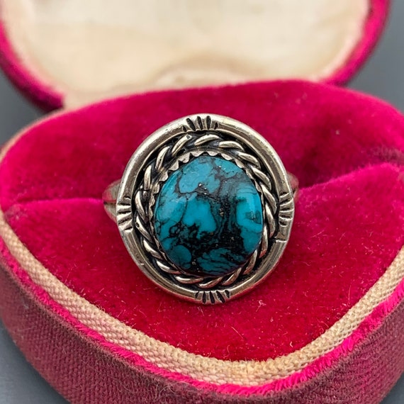 Vintage Handmade Sterling Silver Turquoise Ring .… - image 8