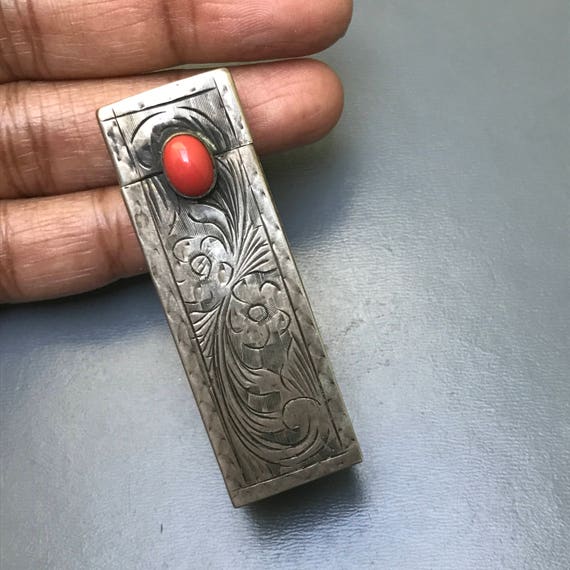 Vintage Italian Lipstick Holder . 800 Silver . I