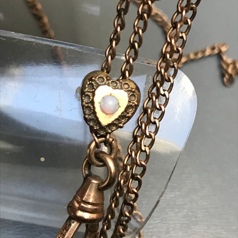 Antique Slide Chain Necklace . Heart Opal Slide . Victorian Etsy UK