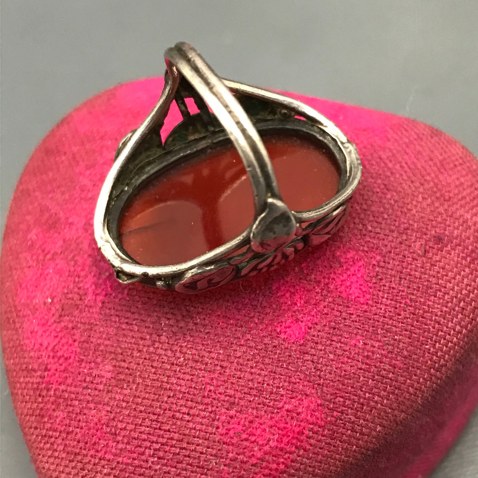 Vintage Arts & Crafts Ring . Sterling Silver . Carnelian . Art Etsy