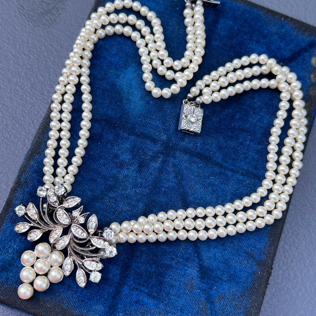 Art Deco Paste 835 Silver Grape Cluster Choker Necklace . Etsy