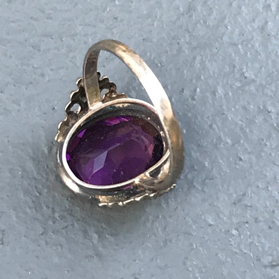 Vintage Art Deco 830 silver  Ring .  Amethyst Pas… - image 7