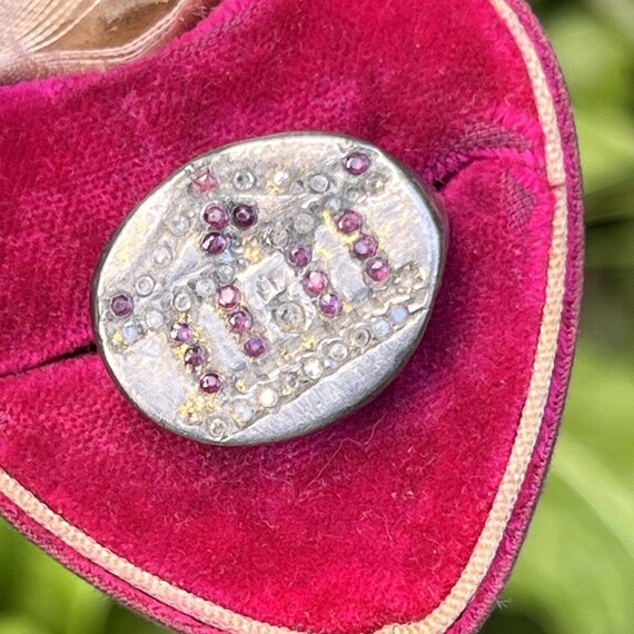 Rare Antique Greek Silver Diamond Rubies Ring . G… - image 5