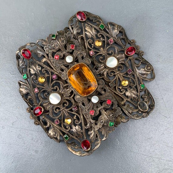 Antique Austrian TURRIET & BARDACH TB Gilt Paste Stone Belt  display picture 1
