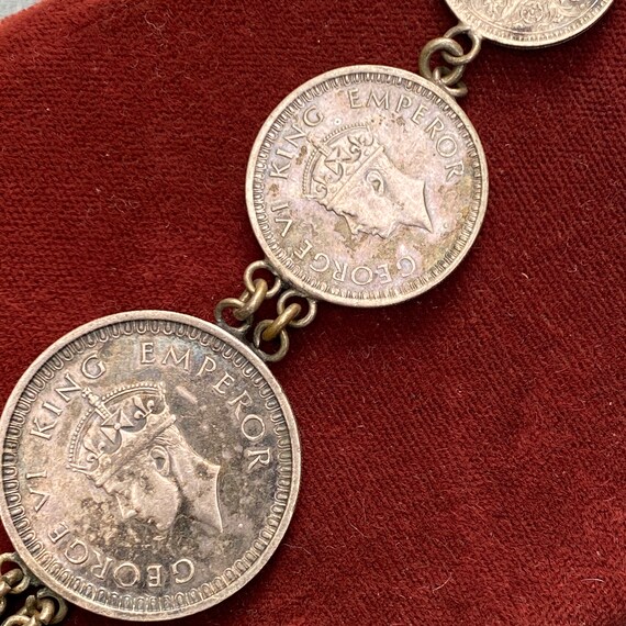 Vintage 1940s  British India Silver Coin Charm Br… - image 4