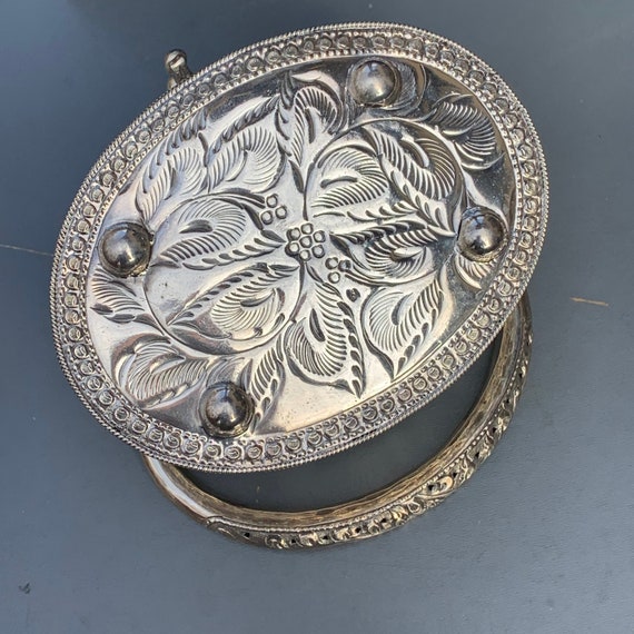 Vintage Hand Chased Oriental Hard Case Silver Box… - image 8