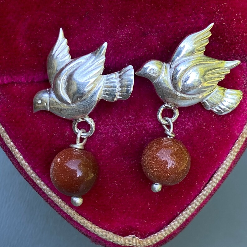Victorian Inspired Dove Bird Earrings Silver Earrings Handmade Silver jewelry