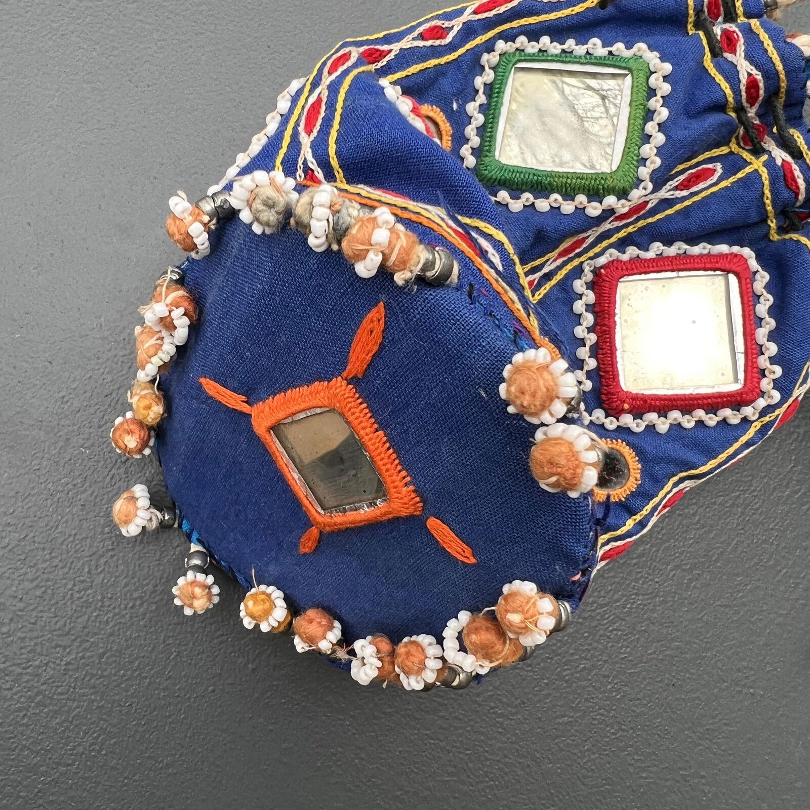 ヴィンテージの手刺繍ミラービーズ財布バッグ。トライバルインド 
