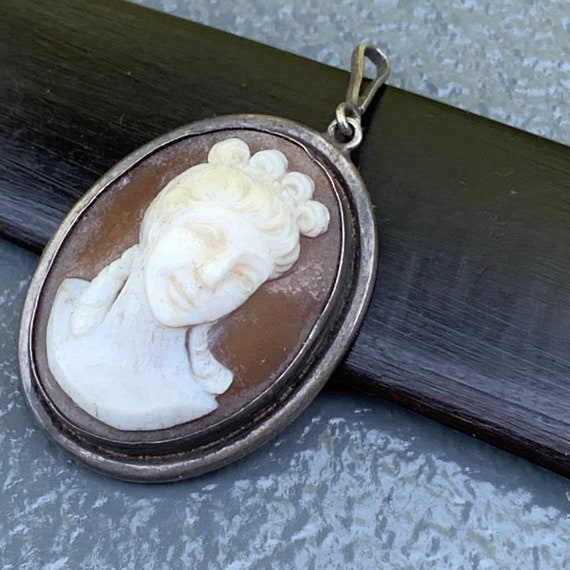 Antique 800 silver  Carved Cameo Pendant  . Victo… - image 10