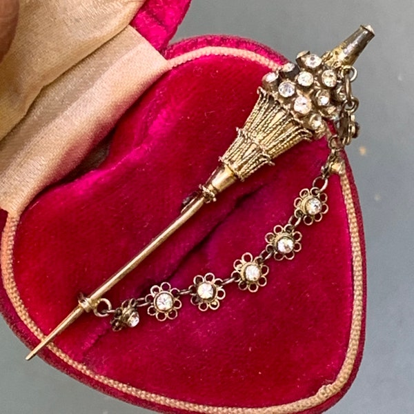Antique Silver , paste  Brooch . Victorian Pin brooch , Antique Oriental  Jewelry