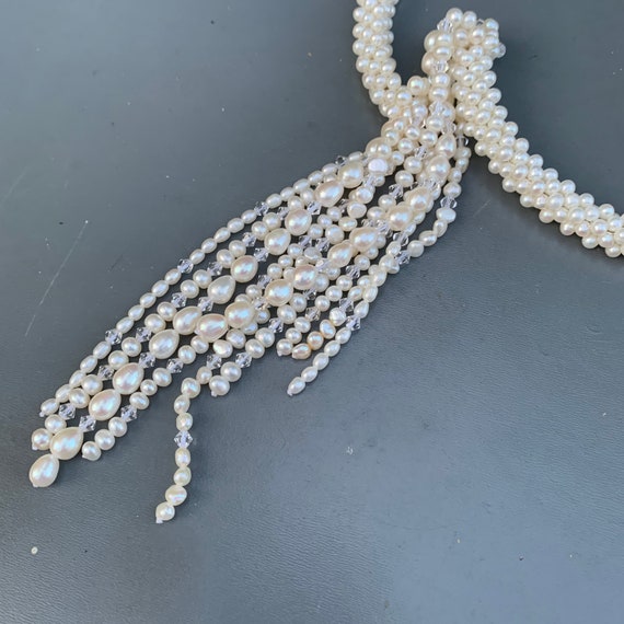Mod Modern  Woven Freshwater Pearls , Crystal Tas… - image 4