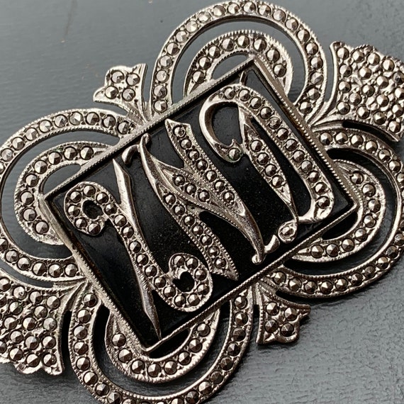 Vtg ARt Deco Sterling Silver Initial Monogram Pin… - image 2