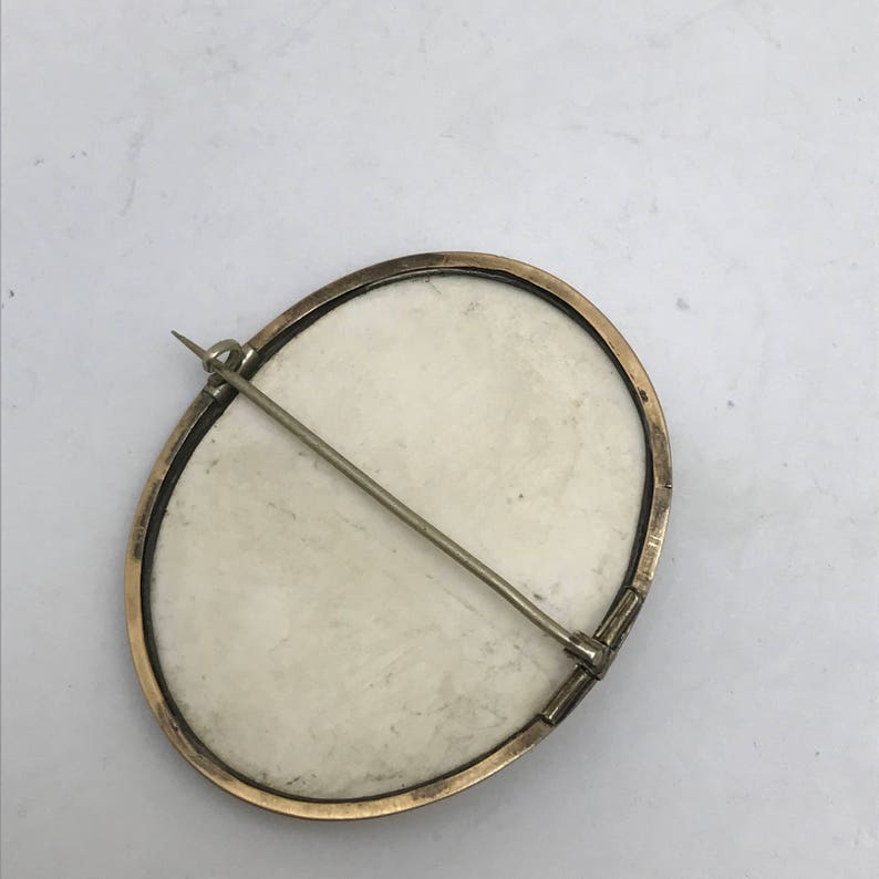 Gold Filled Victorian Jewelry Antique Lava Cameo Pin Brooch