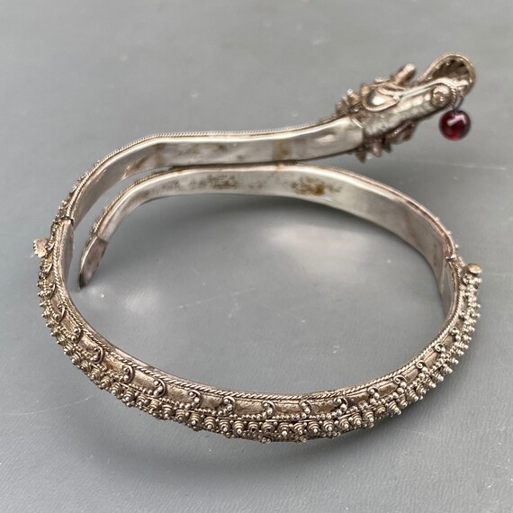Bracelet Chinois Ancien En Argent Massif - Occasion - Bijou Antique Et Vintage