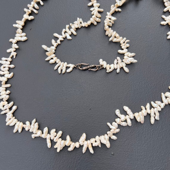 Long Mod Modern Biwa stick pearl necklace . Brida… - image 3
