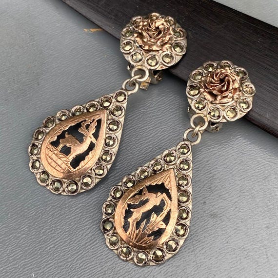 Long Victorian Dangle Earrings . Rose Gold . Victorian jewelry