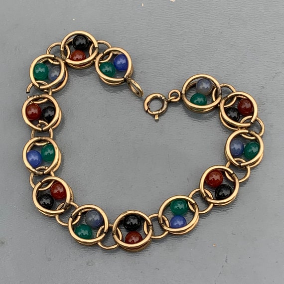 Gold Filled Starter Charm Bracelet . Gemstones Br… - image 2