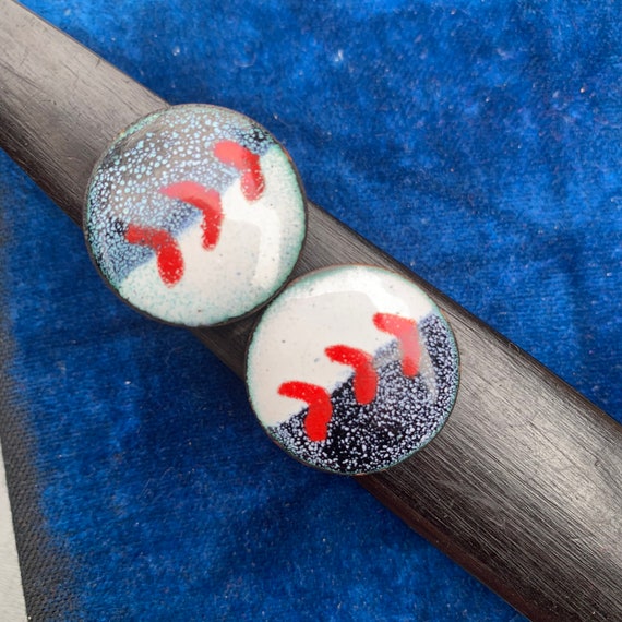 Vintage  Mod Modern  Copper Enamel Clip-on earrin… - image 2