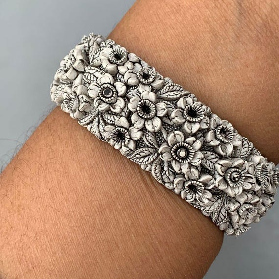 Bracciale Aperto Floreale Vintage | Catena Mano Con Fiore | Gioiello Dainty Donna | Bracciale Catena Regolabile Boho
