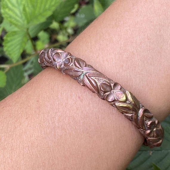 Bracelet Jonc Fantaisie En Cuivre - Occasion - Style Bohème Et Unique