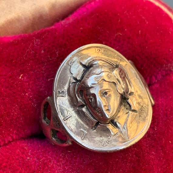 Vtg Liberty Dime coin Face ring . United States o… - image 3